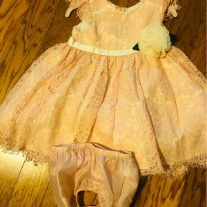 Peach color lace dress in a size 24m